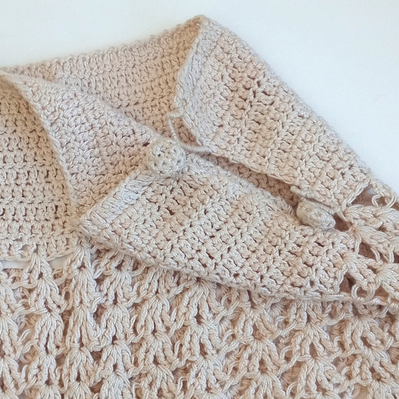 Vintage Elegant Cream/ Nude Rope Crochet Hand Knit Skirt M - Picture 4 of 10